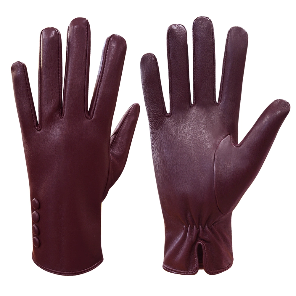 Real Sheepkin Leather Gloves Manufacturer Custom Women Leather Winter Gloves