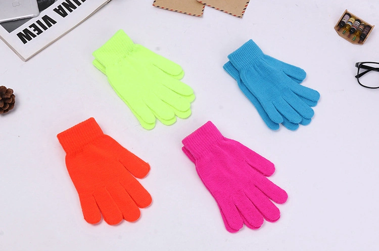 Bright Neon Color Winter Warm Knit Magic Gloves Promotional Low Price