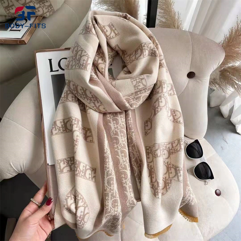 Brand Luxury Dd Print Jacquard Cashmere Warm Thick Shawls Scarfs