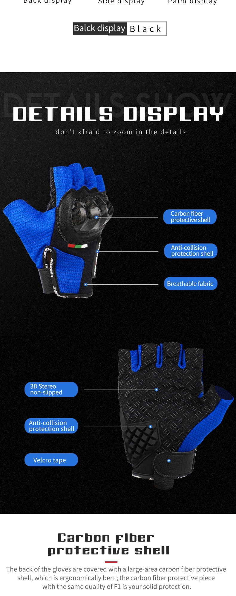 Hot Sale Motorcycle Riding Gloves Motocross Breathable Half Finger Motorcycle Hand Bicycle Gloves Racing Fingerless Gloves