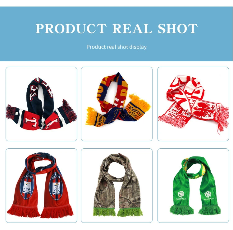 Custom Slogan Logo Knitting Jacquard Delicate Tassel Basketball Football Fan Scarf Fan