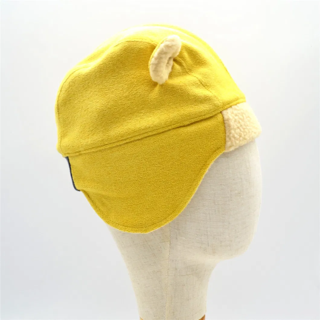 Polar Fleece Winter Custom Earflaps Ear Cover Protection Yellow Kids Children Aberage Size Thickened Warm Hat Cap
