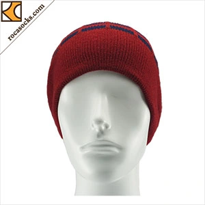 166010be-Acrylic Knit Hats Beanie with Polar Fleece