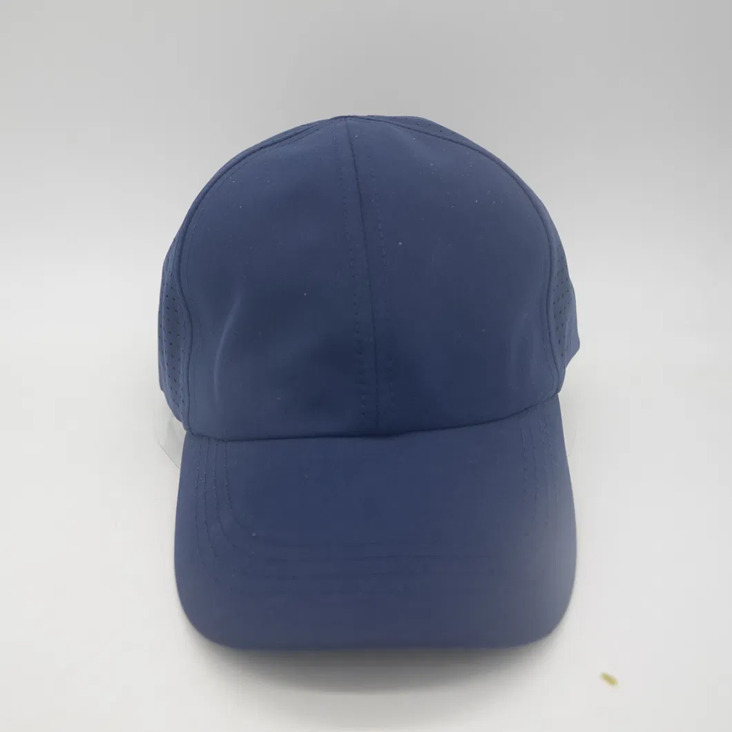 RPET Polyester Laser Cutting Performated Hole 6 Panel Breathable Baseball Cap Sport Cap Without Top Button
