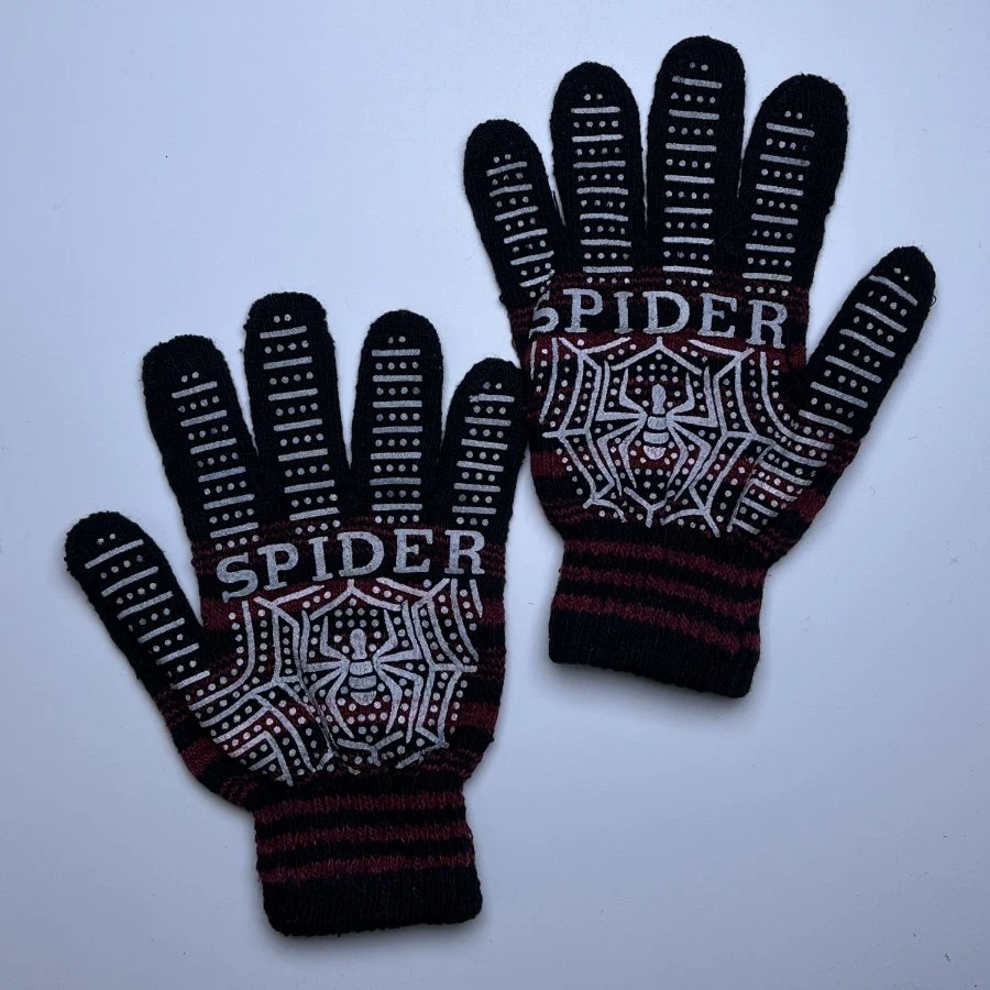 Spider Print Gripper Anti Slip Winter Magic Gloves Knit at Cheap Low Price