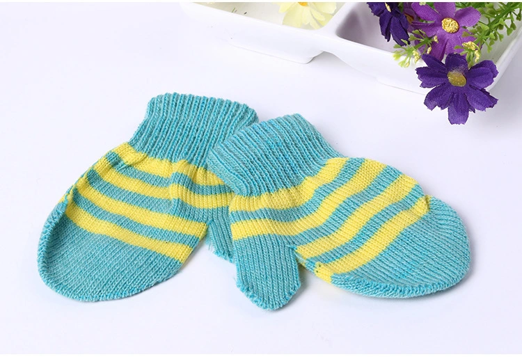 Basic Stripe Winter Warm Knit Magic Mitten Mitt for Kids Kindergarten Children Cheap Low Price