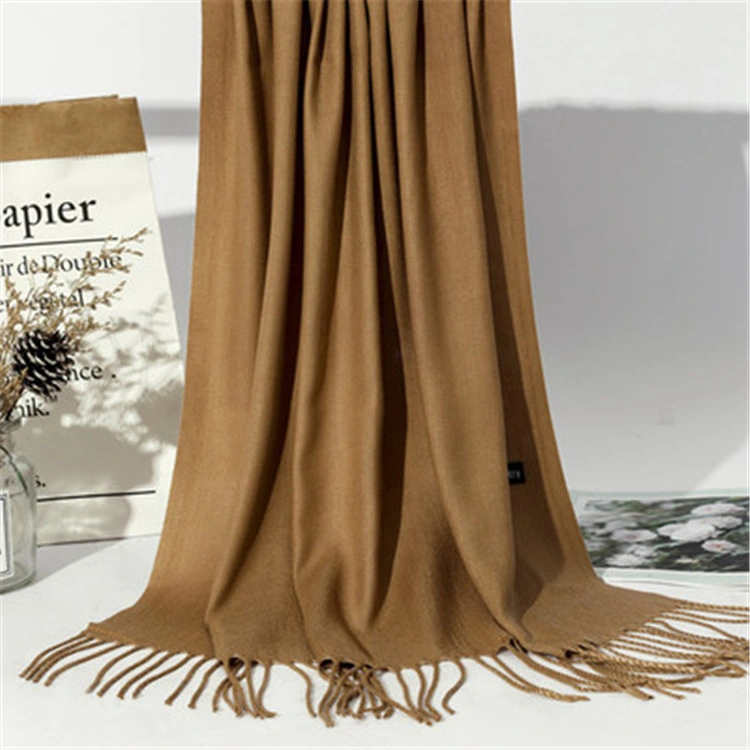 Women Lovely Winter Warm Pure Cashmere Tassel Scarf