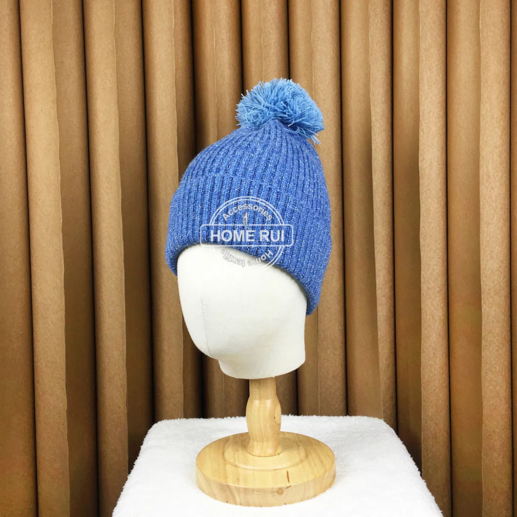 Manufacturers Custom Logo Women Unisex Beanies with POM POM Buckle Yarn Knitted Cuffed Hats Ribbed Chunky Knit Winter Warm Caps