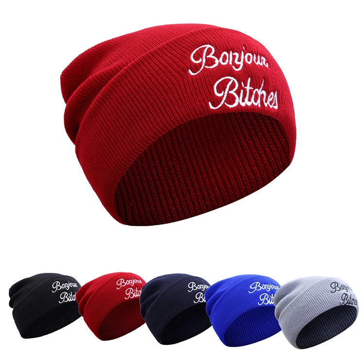 High Quality Wholesale Men/Women 100% Acrylic Custom Embroidery Logo Knitted Hat Fold Winter Warm Hat Beanie for Kids/Children