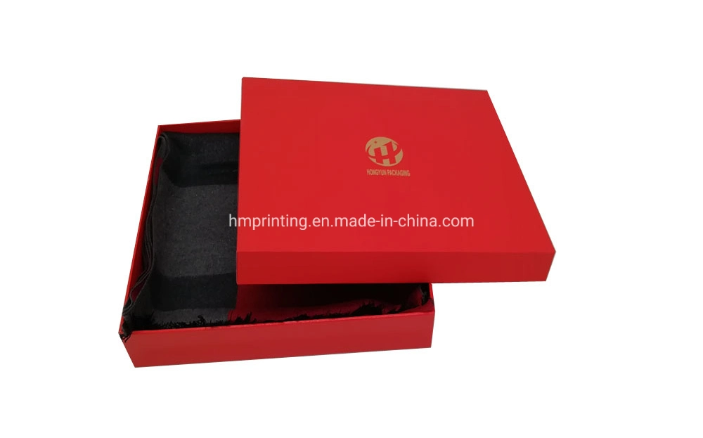 Custom Rectangle Shape Luxury Red Gift Box Scarf Box Packaging with UV Coating