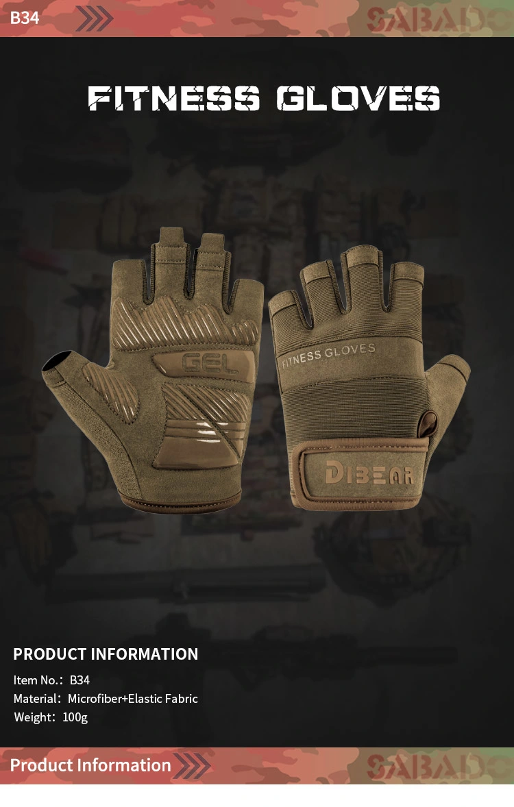 Sabado Men Lightweight Breathable Non-Slip Microfiber Elastic Weight Lifting Gloves Fingerless Fitness Gloves