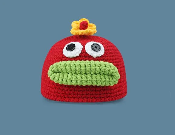 Cute Cartoon Funny Hand-Woven Parent-Child Acrylic Hat Autumn Winter Knitting Cap Hat Bucket Hat Cap Children&prime; S Pullover Hat