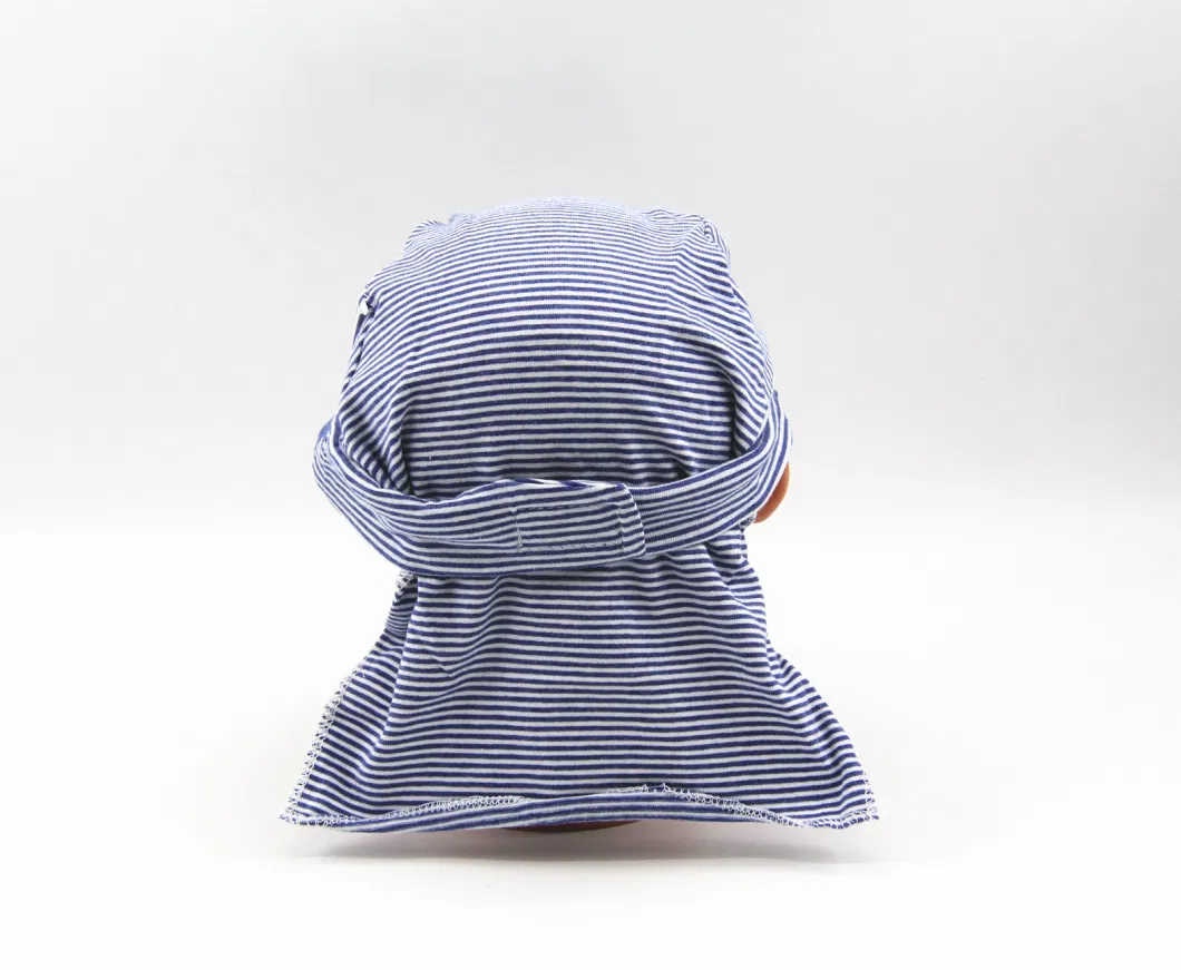 95% Cotton, 5% Spandex Striped Jersey Fabric Boys Hat, Nect-Protection Style.