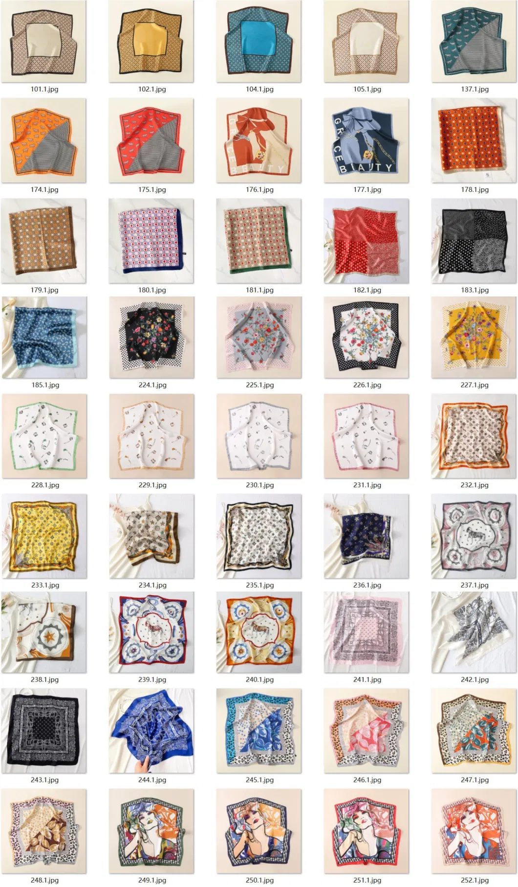 100% Silk Scarves Printing Service Spotted Designer Foulard En Soie Women Square Custom Silk Scarf