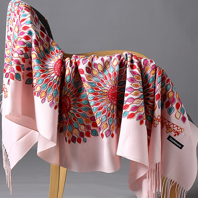 Wholesale Winter Soft Warm Pashmina Scarves with Tassel Wool Shawls for Women