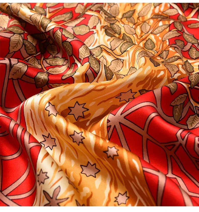 Ladies Square Printed Mulberry Silk Scarf Custom Silk Hijab Scarves