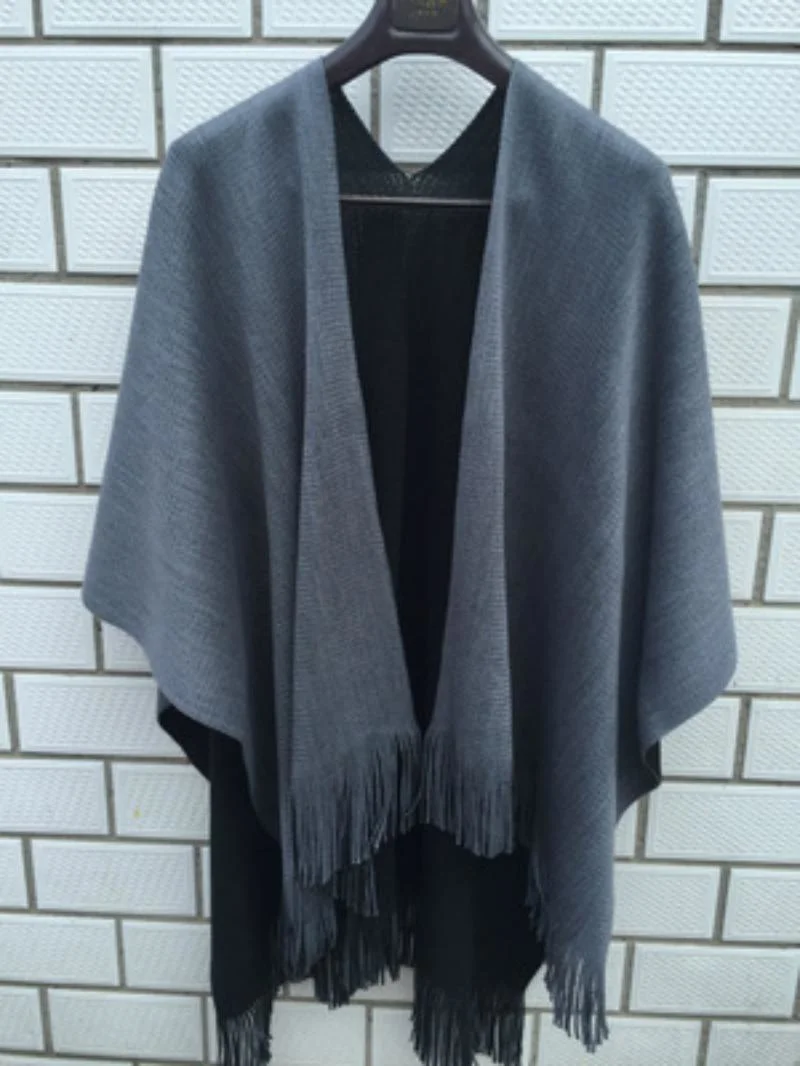 Super European and American Style Warm Knitting Double-Sided Split Tassel Cape Cape Scarf Cape Cape