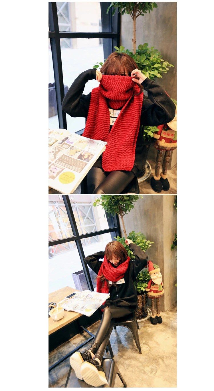 Solid Color Fashion Hotsale Younger Man Women Unisex Thick Knitted Custom Wholesale Winter Warm Scarf