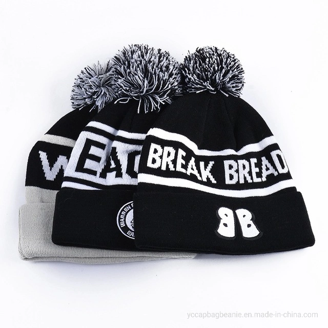 Custom OEM Winter Warm Football Ski Sport Knitted Beanie Hat