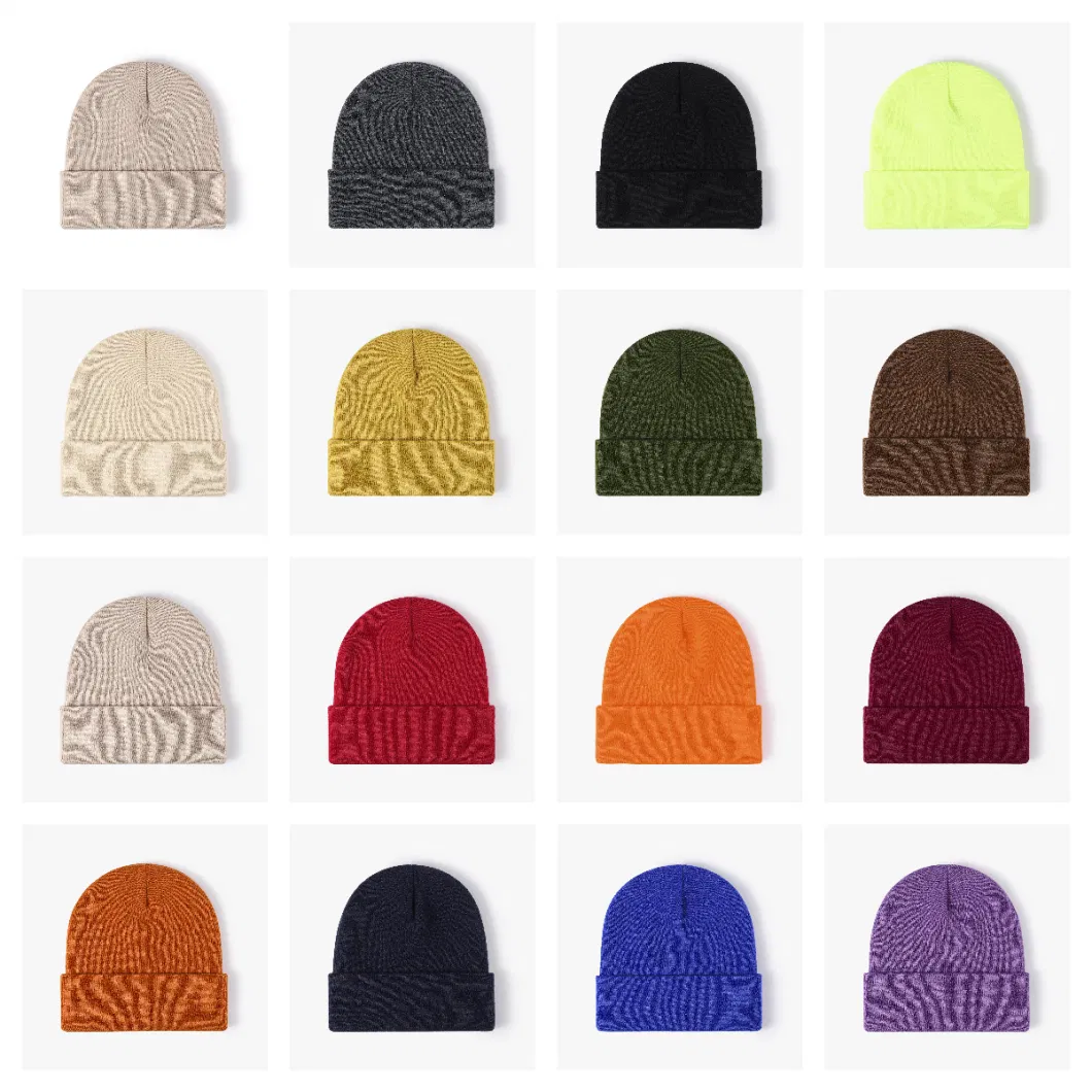 Wholesale Embroidery Custom Designer Luxury Warm Slouchy Jacquard Winter Knitted Hats Beanie