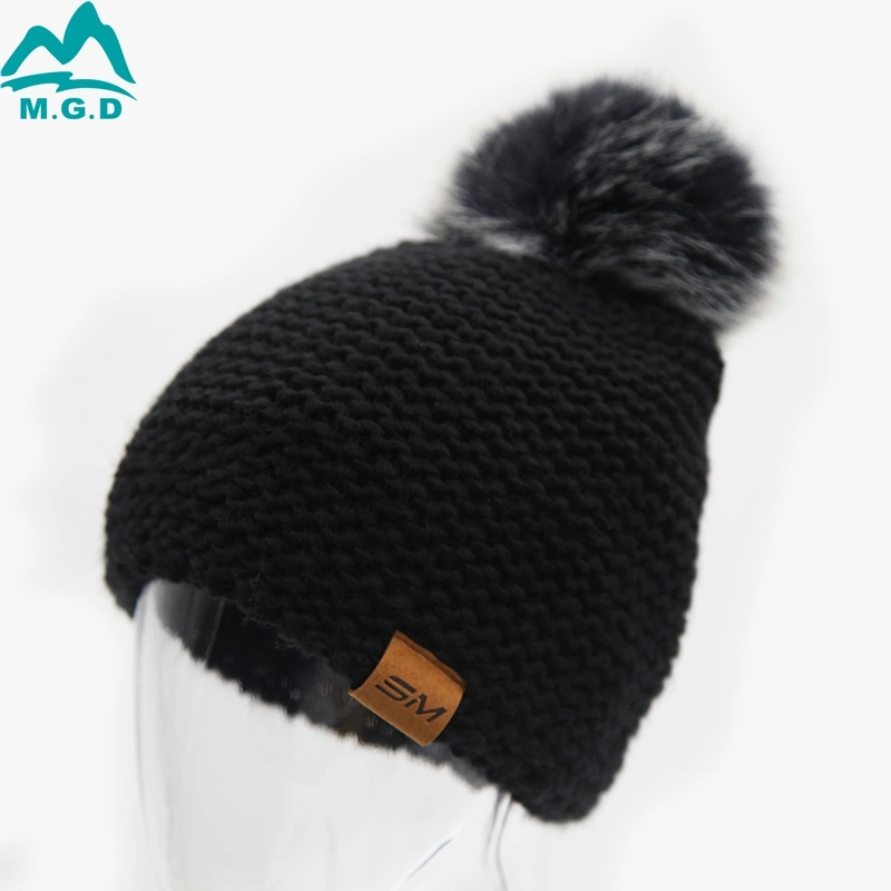 Custom Fashion Women Thick Slouchy Snow Winter Pompom Beanie