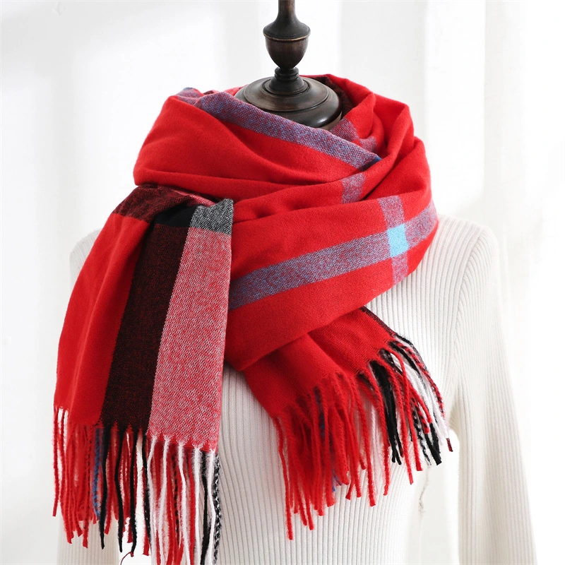 Autumn and Winter Cashmere Striped Fashion Vintage Warm Medium Long Lady Scarf