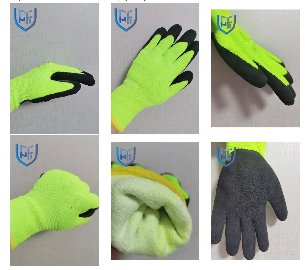 Customize Cheap Latex Finish Coating Safety with 13G Chenille Inside Winter Work Gloves