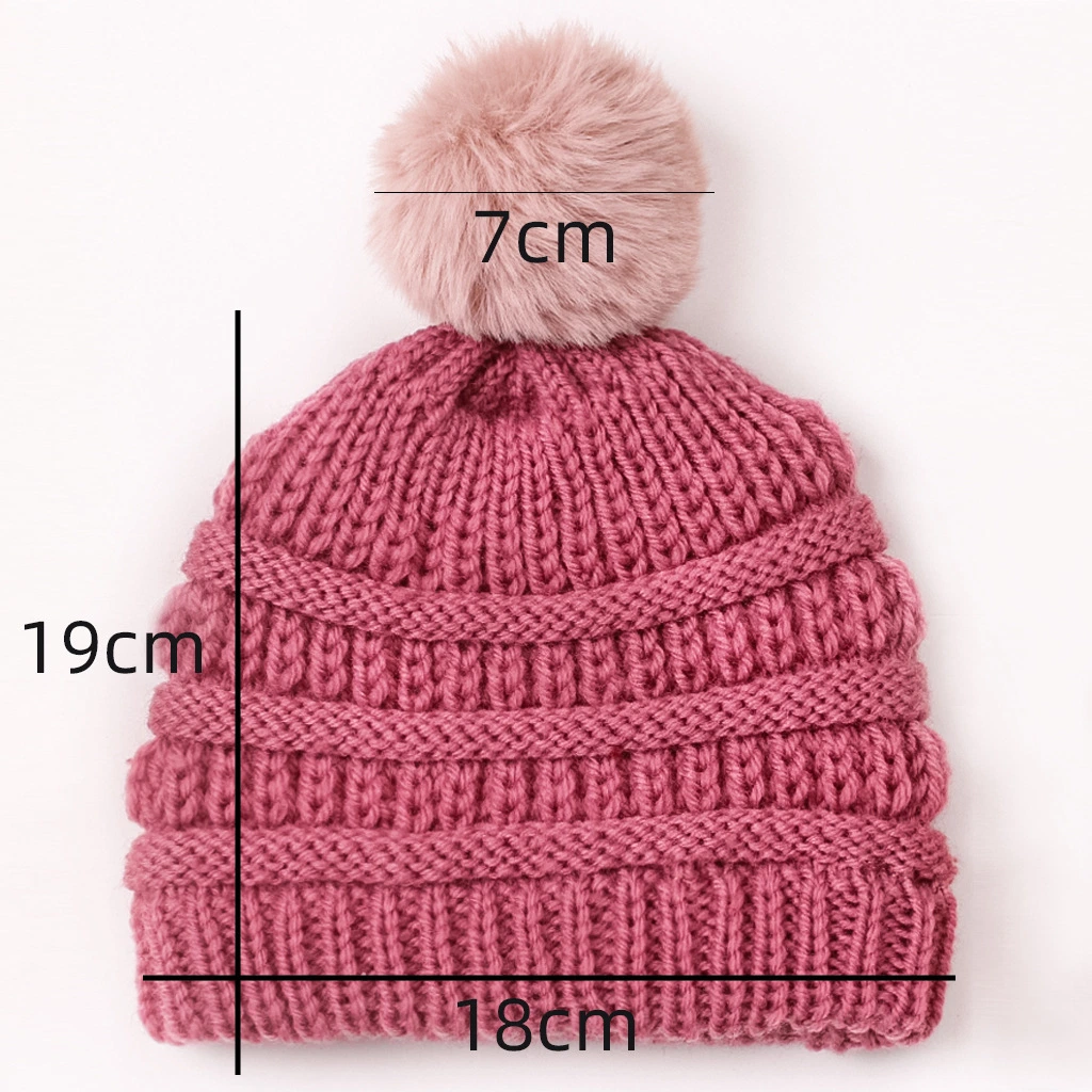 New Baby Wild Children&prime;s Ball Warm Wool Hats Hair Scarf Hair Ornament Decoration Warm Cute Knitted Hat