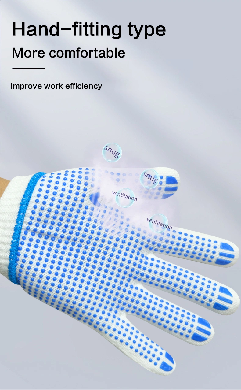 China Wholesale PVC Dotted/Dots Safety/Work/Labor Glove Industrial/Construction/Working Guantes Cotton Knitted Gloves