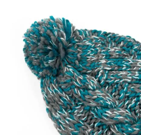 Factory Girl Warm Cable-Knitting Pompom Melange Acrylic Stretch Knitted Hat