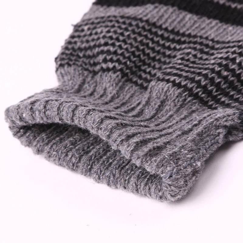 Half Finger Fingerless Feed Stripe Wide Winter Basic Magic Gloves Knit Cheap Low Price