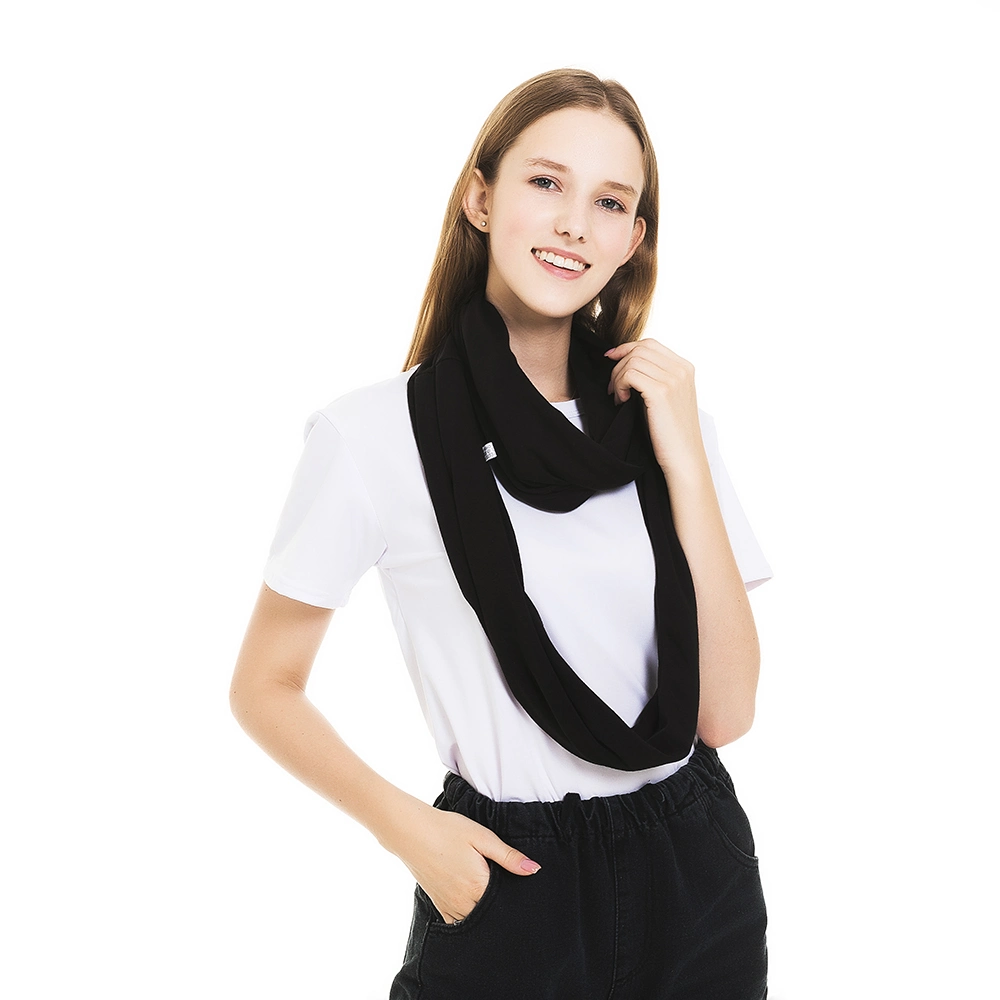 100% Polyester Jersey Loop Infinity Scarf with Hidden Zipper Pocket in Different Colors