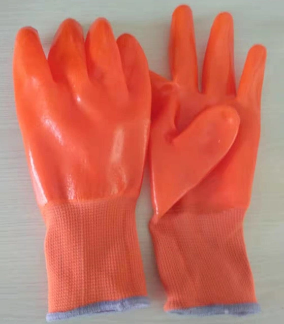 300# Cheap Terry Coated PVC Gloves Keep Warm for Winter