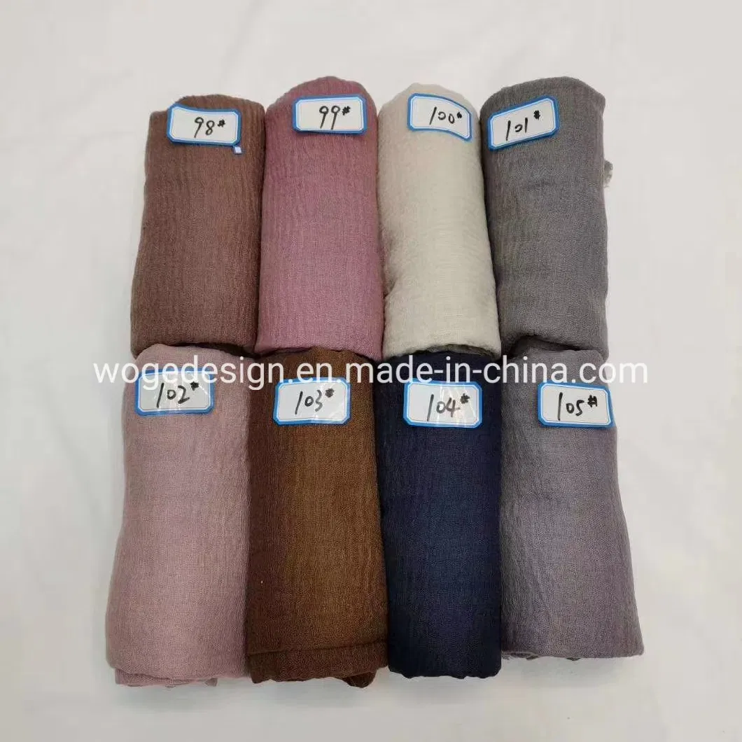 Fashion Yiwu Manufacturer Hot Sold Muslim Shawls Muffler Neck Cover Wrap Viscose Fabric Ladies Hijab Scarf with 105colors Available