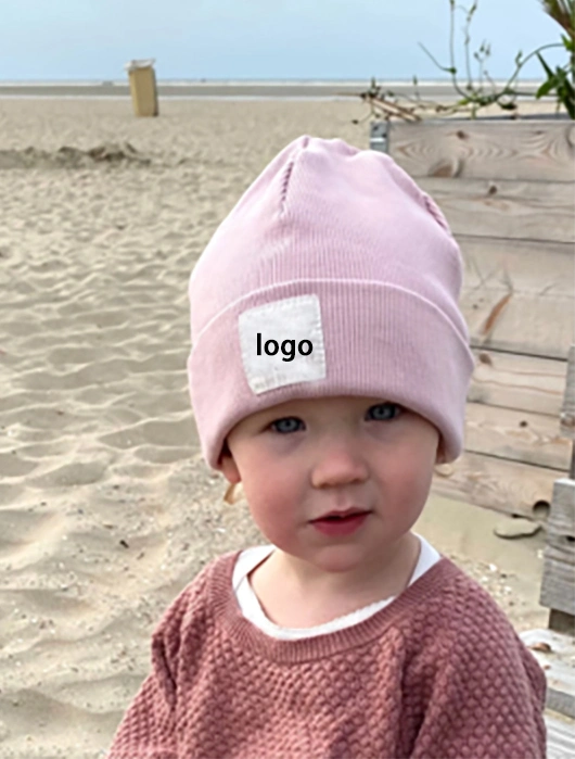 Breathable Baby Beanie Hats High Quality Low MOQ Cotton Knitted Custom Embroidery Logo Manufacturer Ribbed All Over Print Pink