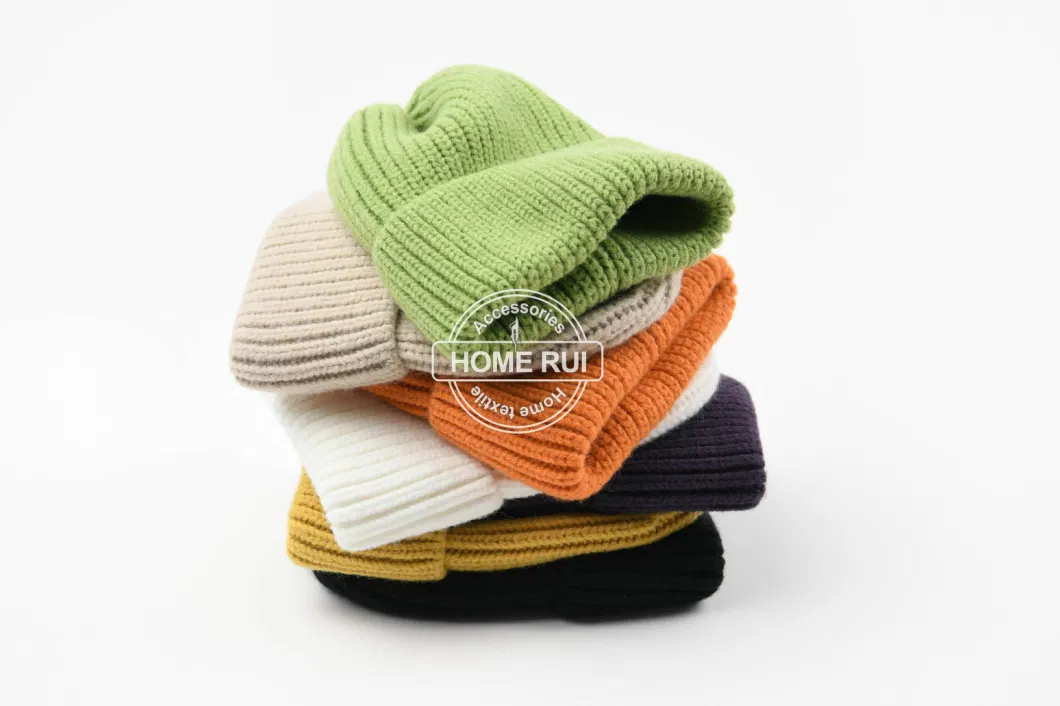Trendy Style Winter Beanie Hats Chunky Thick Wool Soft Warm High Quality Knitted Manufacturer Beanie with Custom Logo