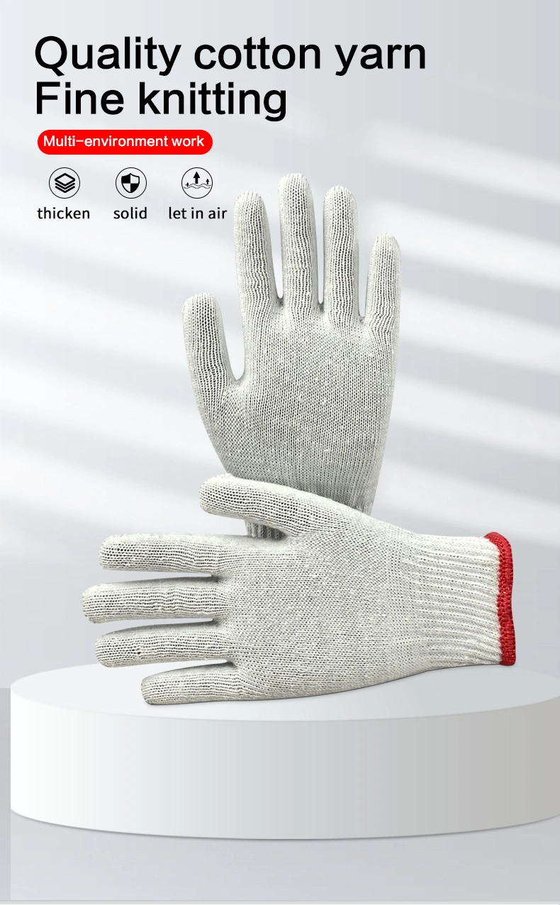 China Wholesale Price 7/10guage White Cotton Knitted Guante Safety Gloves for Construction/Industrial/Work/Working/Protective