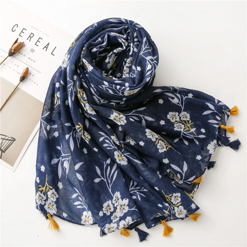 Fashion Vintage Bohemian Ethnic Scarf Boho Prints Shawl Long Tassels Warm Hijab Geometry Cotton Feeling Flora Printing Scarf for Women