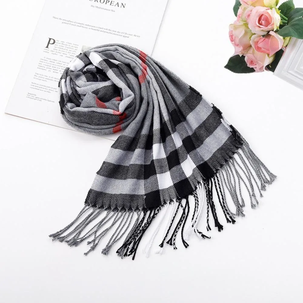 Neck Scarves Warm Shawls Autumn Winter British Plaid Scarf Men Women Bl19976