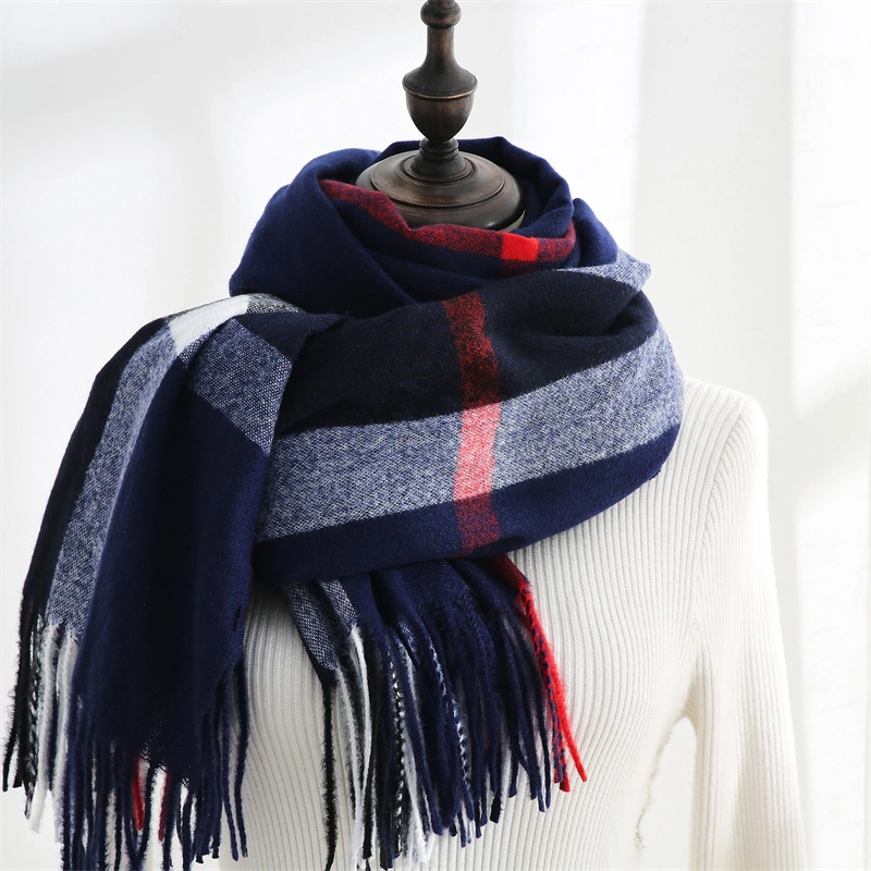 Autumn and Winter Cashmere Striped Fashion Vintage Warm Medium Long Lady Scarf