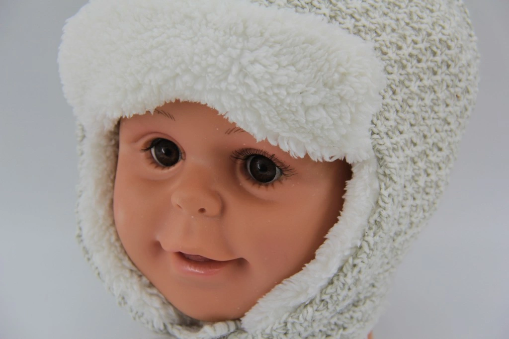 Cute Baby Knitted Hat with Polar Fleece Winter Warmer Earmuff