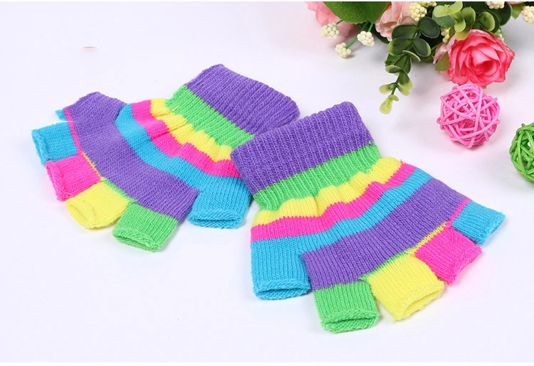 Winter Warm Acrylic Fingerless Half Finger Computer Magic Gloves Student Writing Cheap Low Price Colorful