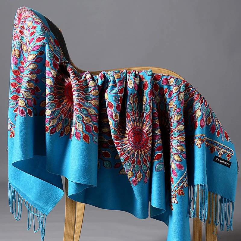 Wholesale Winter Soft Warm Pashmina Scarves with Tassel Wool Shawls for Women