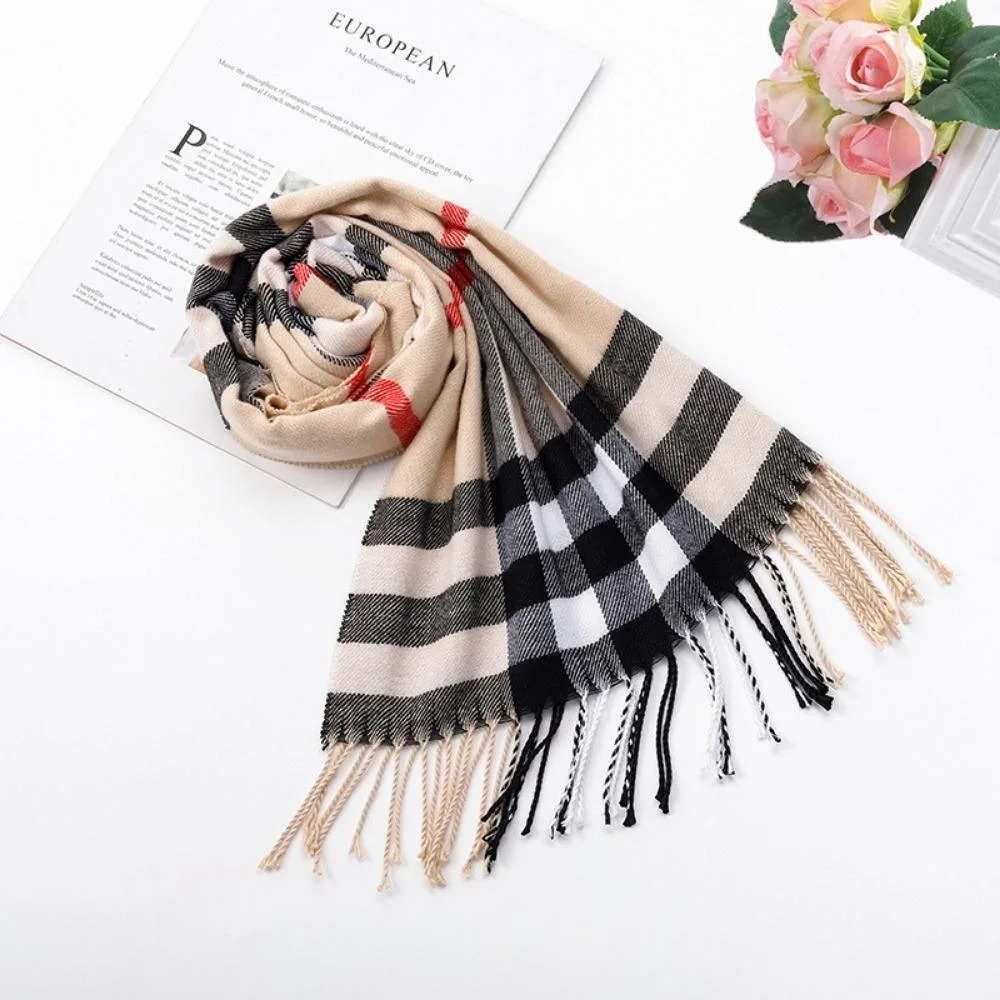 Neck Scarves Warm Shawls Autumn Winter British Plaid Scarf Men Women Bl19976