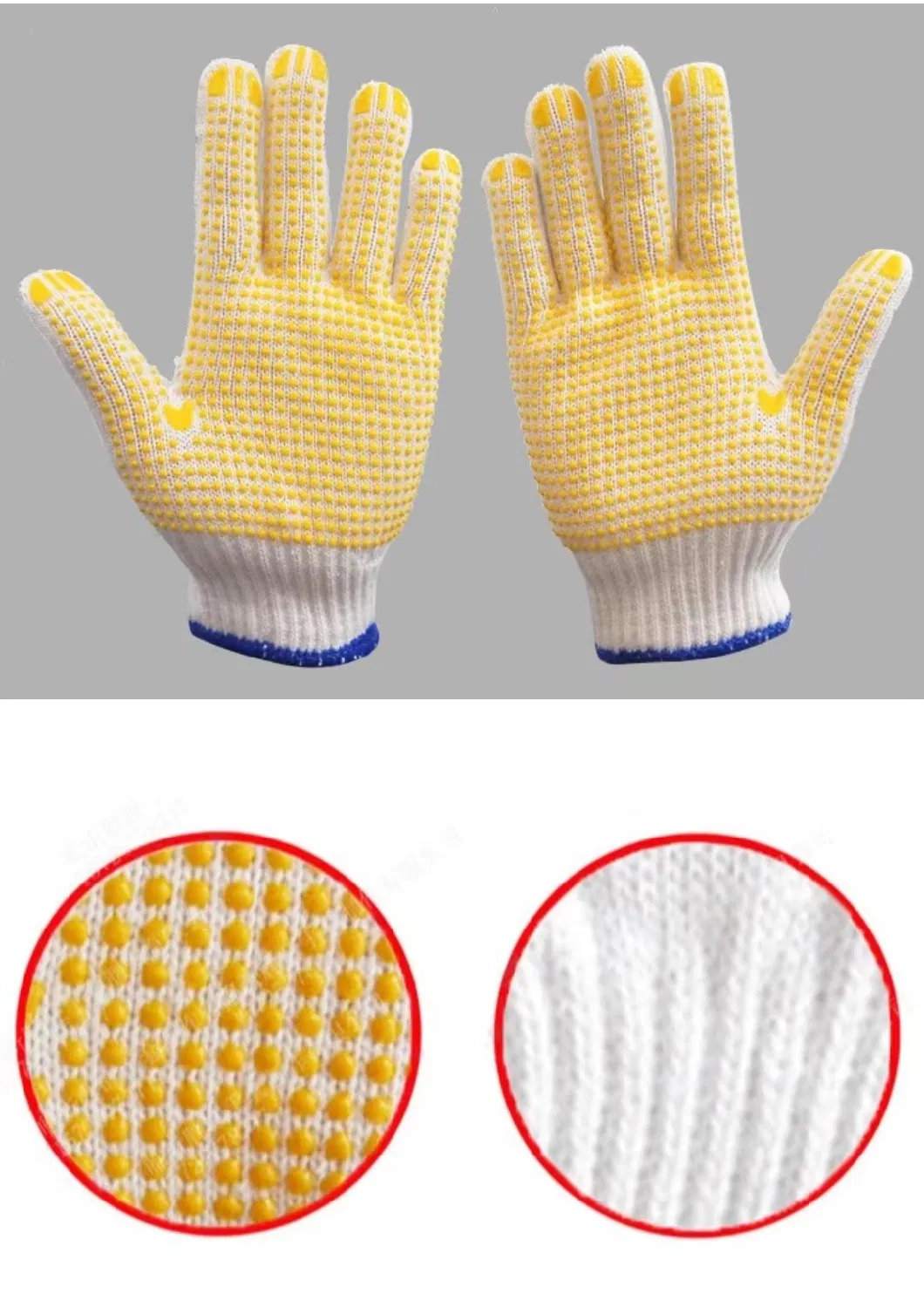 Custom Cheap Winter Working Cotton Hand PVC Single Side Grip Printed Dotted Gloves