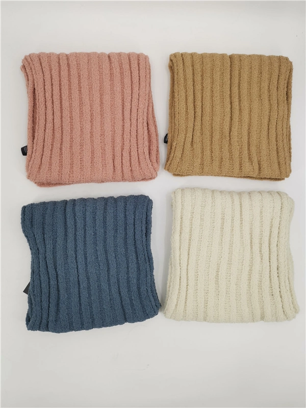 High Quality Unisex Plain Dyed Winter Knitted Knitting Other Scarves Knit Polyester Scarf