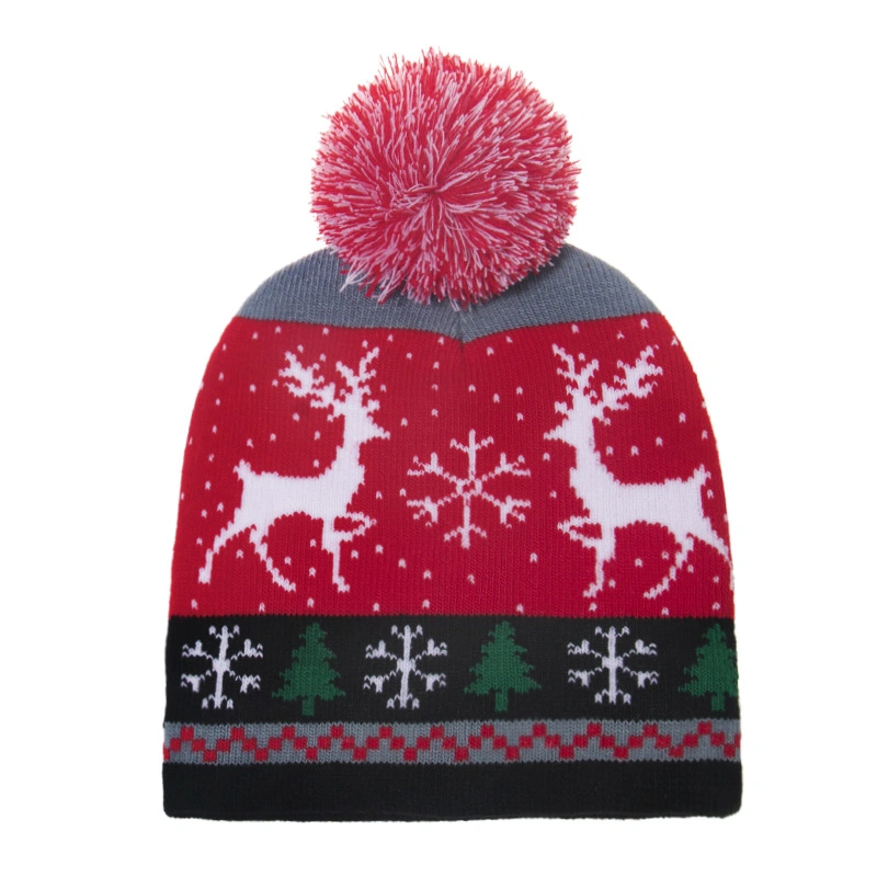 High Quality Thick Warm Winter Knitted Hat Xmas Festival Hat Jacquard Christmas Hat Beanies