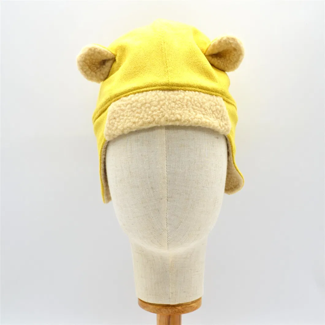 Polar Fleece Winter Custom Earflaps Ear Cover Protection Yellow Kids Children Aberage Size Thickened Warm Hat Cap