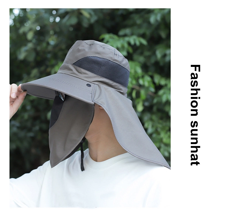 Detachable Veil Outdoor Hiking Travelling Breathable Sun Hats for Men