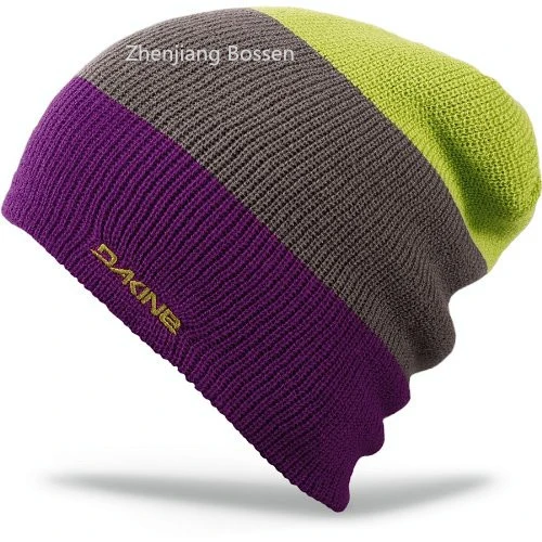 OEM Produce Cheap Acrylic Sports Whinter Customized Striped Slouch Beanie